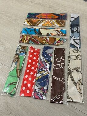Twilly Satin Scarf Set of 10 #1—Various Patterns and Colors